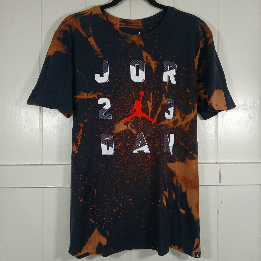 Jordan Graphic T-Shirt Mens Large‎ Black Bleach Dye Jumpman Basketball 23 561416